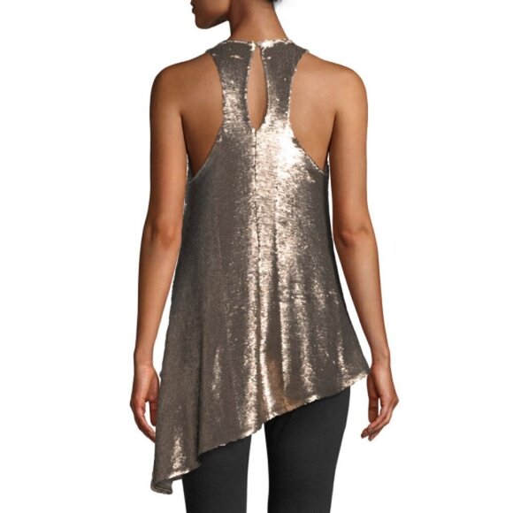 Cinq a Sept 'Dylan' Sleeveless Asymmetric Sequin Tank Top, Pewter - Picture 3 of 3